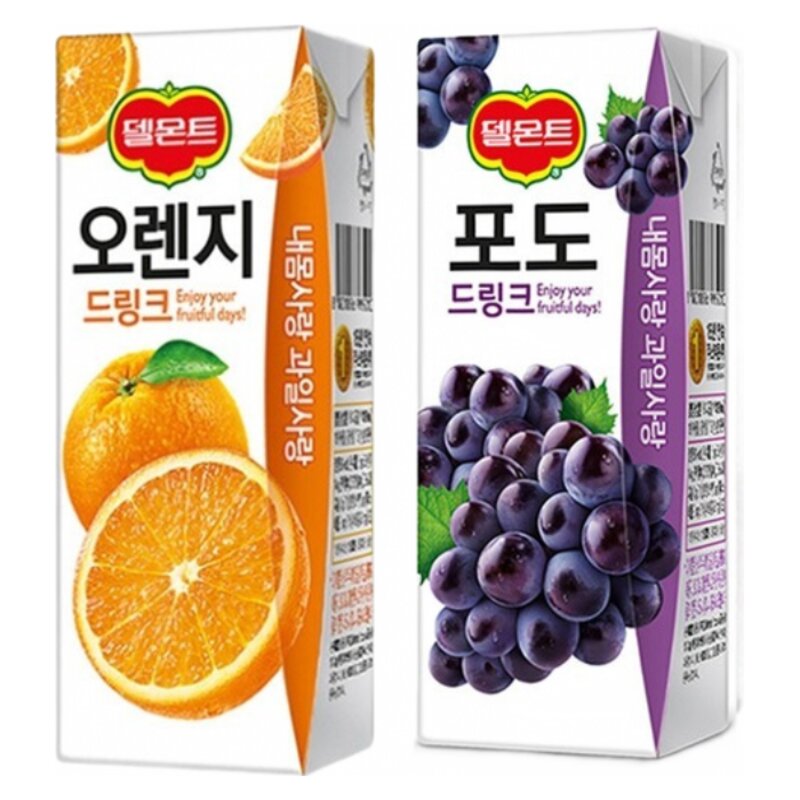 델몬트 포도 + 망고 드링크팩 190ml 각24팩, 1세트