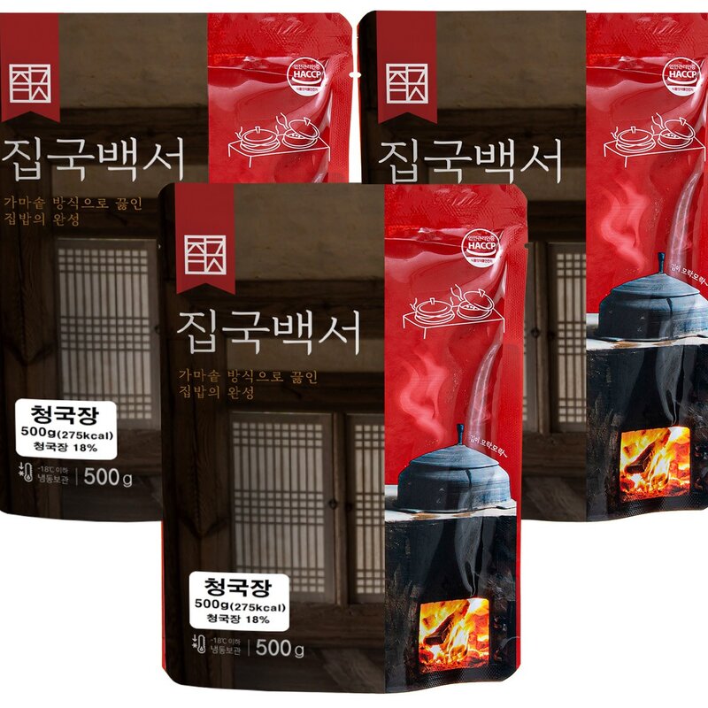 집국백서 가마솥 수제 청국장찌개 (냉동), 500g, 3개