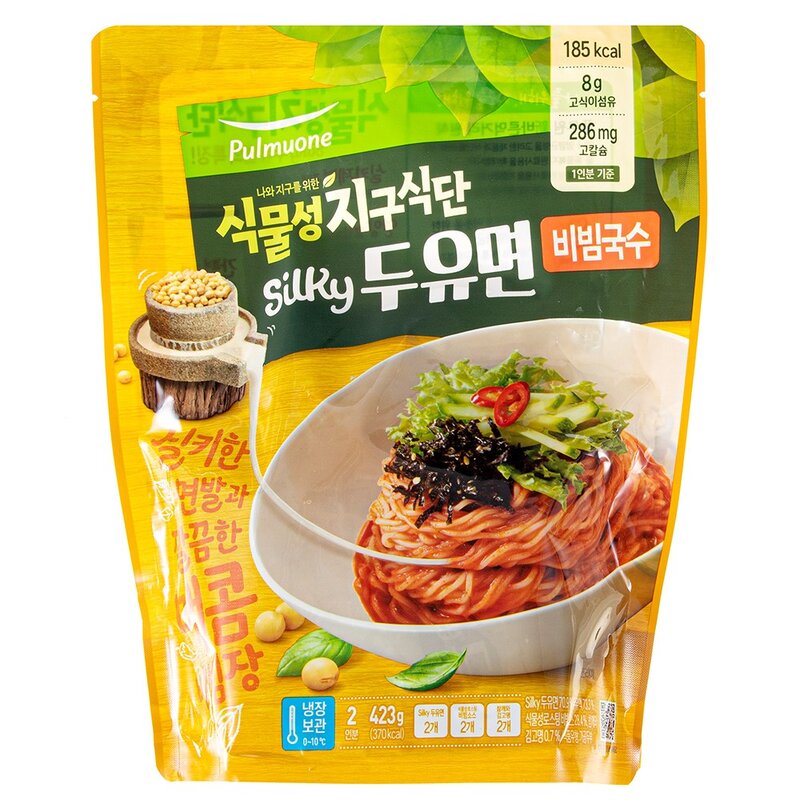 풀무원 식물성 지구식단 실키두유면 비빔국수 2인분, 423g, 1개