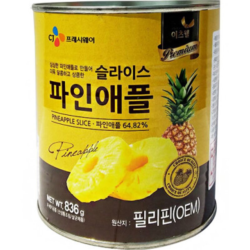 이츠웰 프리미엄 파인애플 슬라이스 통조림, 836g, 6개