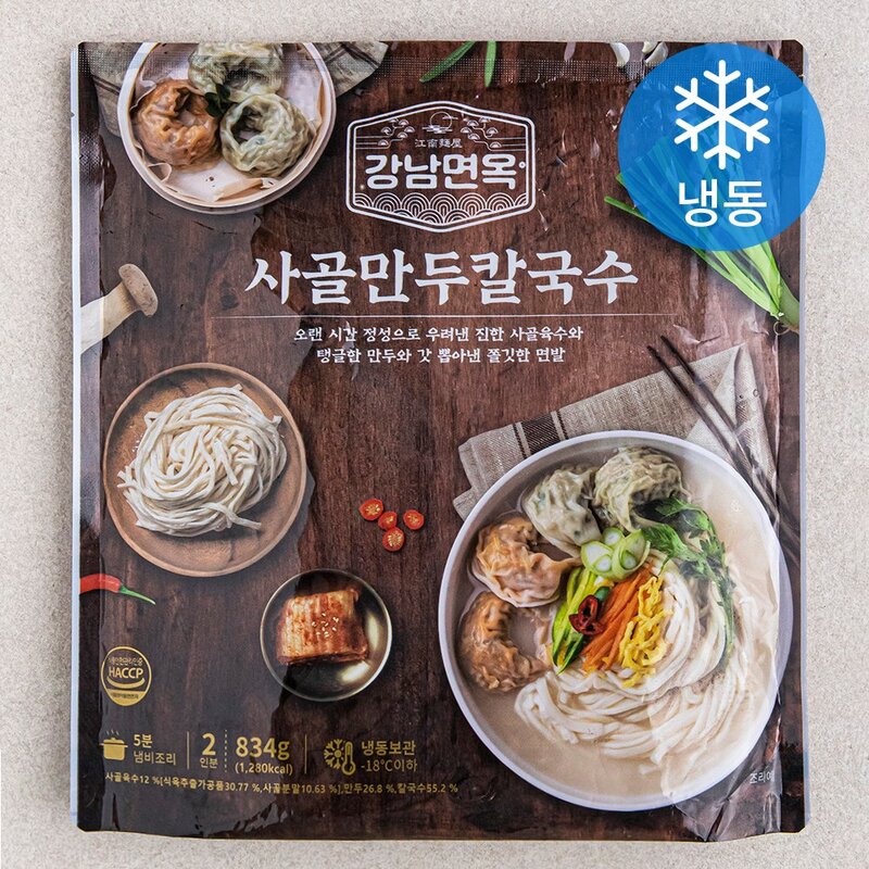 강남면옥 사골만두 칼국수 2인분 (냉동), 834g, 1개