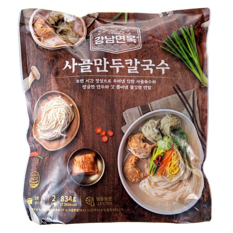 강남면옥 사골만두 칼국수 2인분 (냉동), 834g, 1개