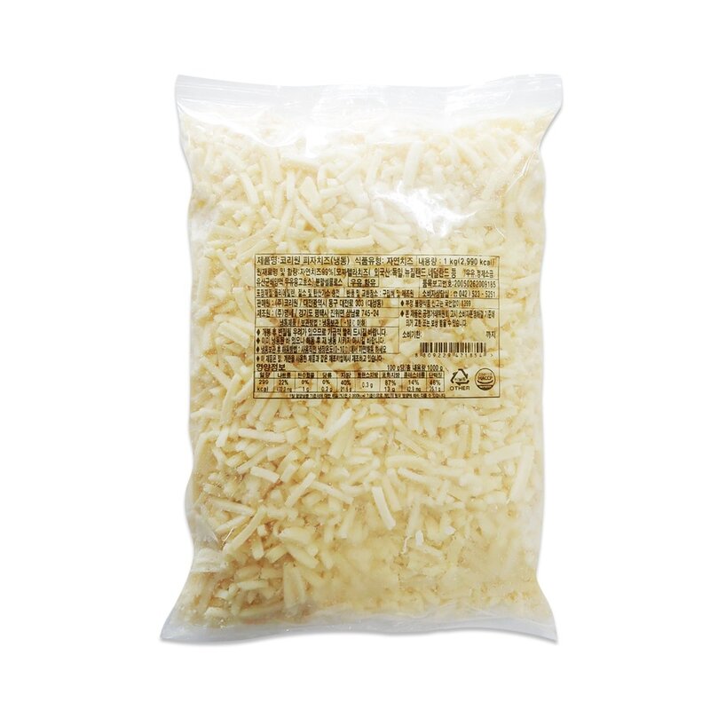 코리원 모짜렐라 피자 치즈 100% 1kg(간식 햄버거), 1개, 1kg