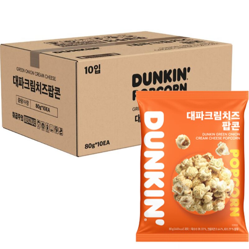 던킨도너츠 대파크림치즈 팝콘, 80g, 10개