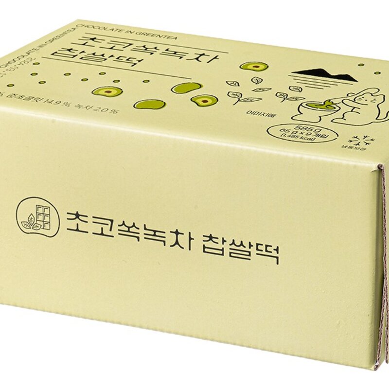 쿠캣 초코쏙 녹차 찹쌀떡 9개입 (냉동), 585g, 1개