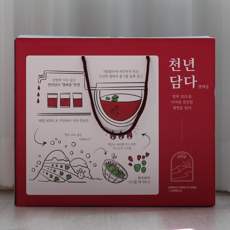 강원도평창 산따담 천년담다 천년초 열매즙 (열매+줄기) 100ml 60포 100포, 6L, 1박스