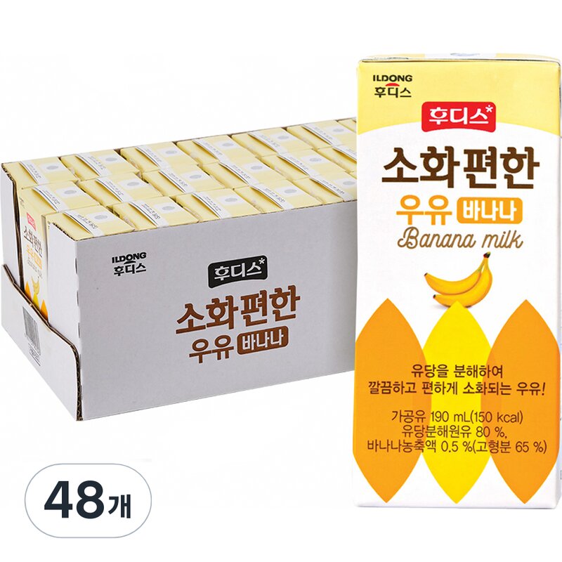 일동후디스 소화편한 우유 바나나, 190ml, 24개