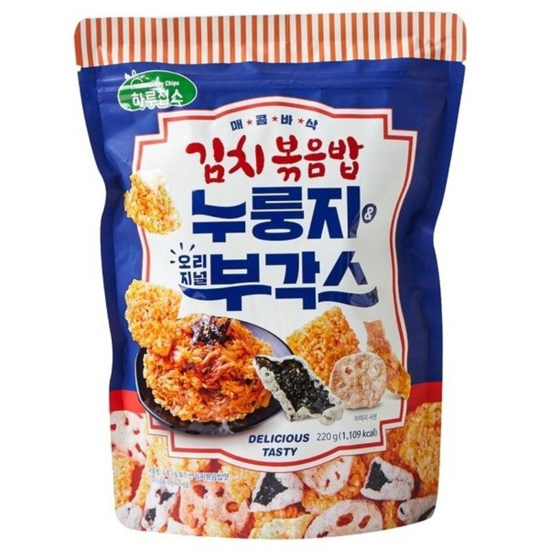 빠삭칩누룽지&부각스(김치볶음밥맛)220g부각 누룽지 원물간식 빠삭칩 칩, 220g, 3개