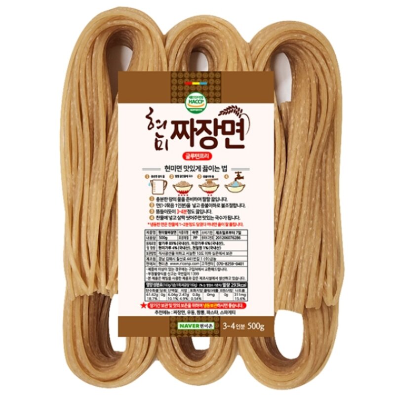 [팜쿡] 글루텐프리 우리 현미쌀 짜장면 500g x 2팩 (6인분), 2개