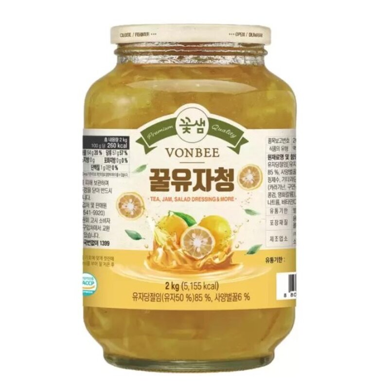 본비 유자청 2KG, 단품, 1개, 1개