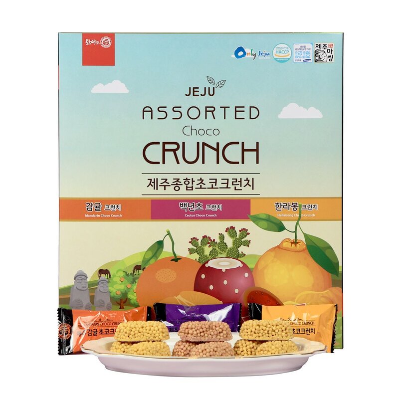 제주 종합초코크런치 감귤 백년초 한라봉 3가지맛, 165g, 2개