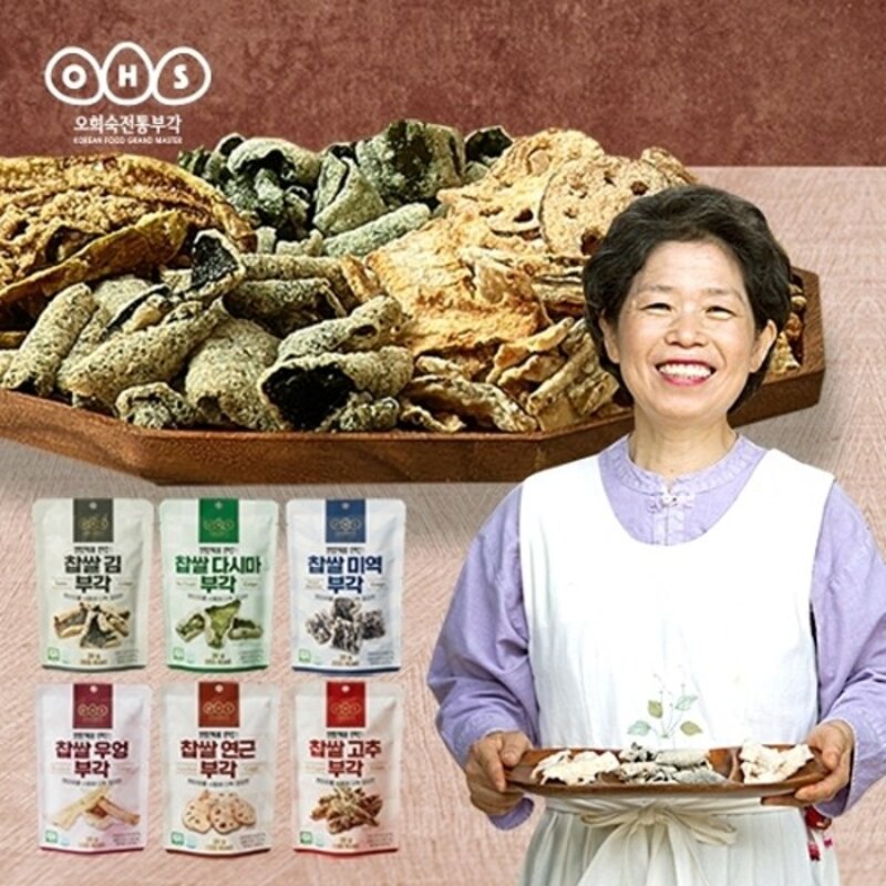 [오희숙전통부각] 오희숙 찹쌀부각 6종 혼합 12팩 총360g, 360g, 1개