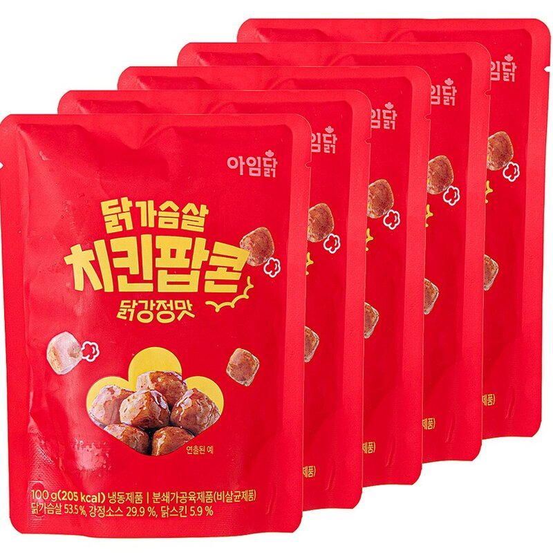 아임닭 닭가슴살 치킨팝콘 닭강정맛 (냉동), 100g, 5개