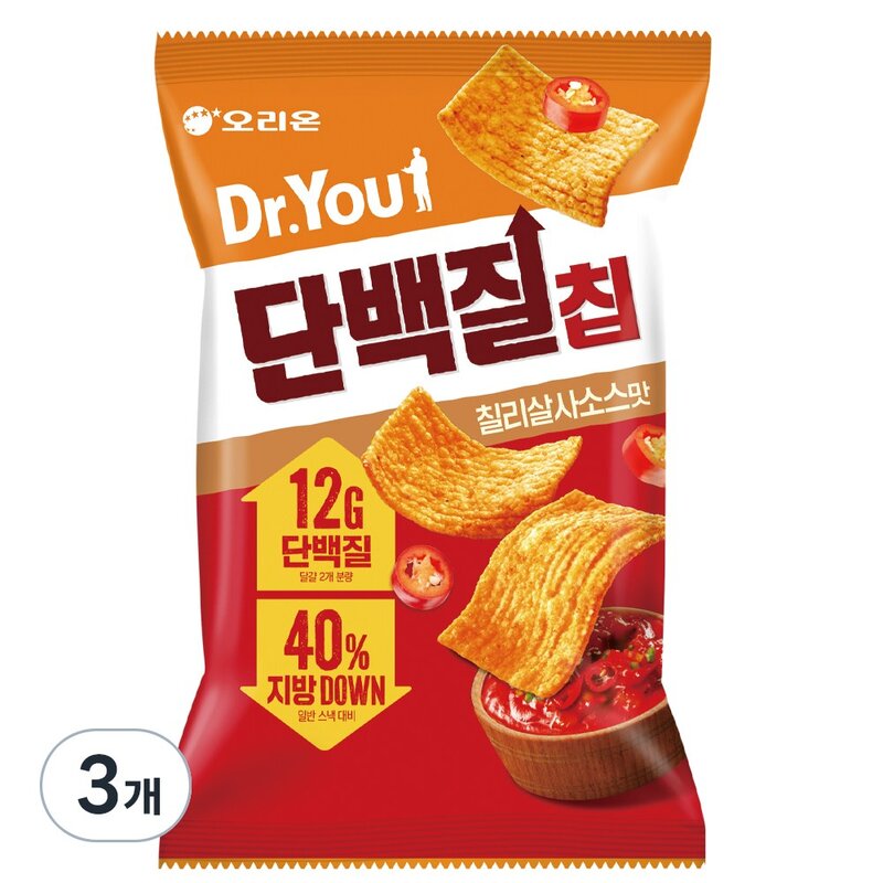 닥터유 오리온 단백질칩 칠리살사맛, 3개, 60g