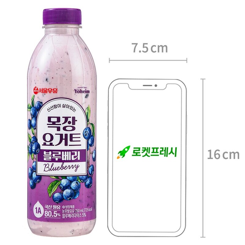 서울우유 신선함이 살아있는 목장 요거트 블루베리, 750ml, 1개