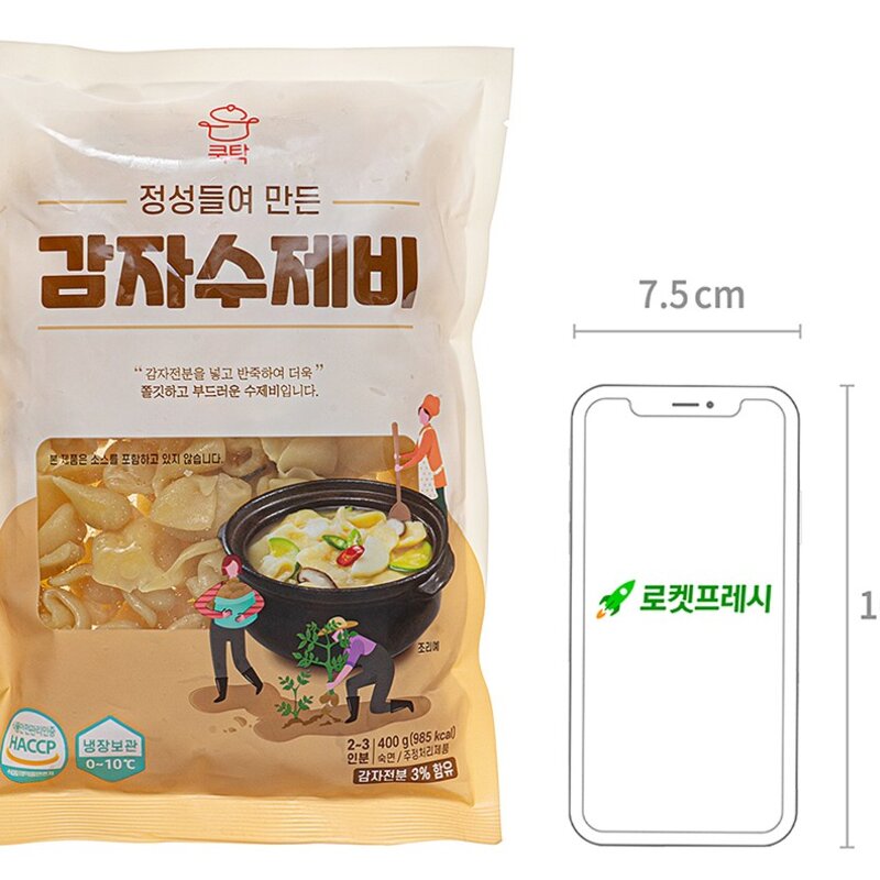 쿡탁 감자수제비, 400g, 1개