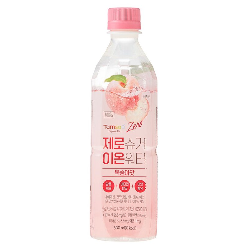 탐사 제로슈거 이온워터 복숭아맛, 500ml, 20개