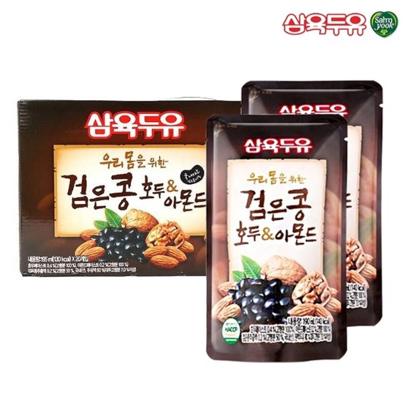 삼육두유 검은콩 호두&아몬드 파우치, 190ml, 30개