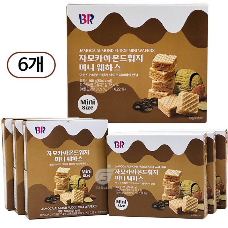 배스킨라빈스 자모카아몬드훠지 미니 웨하스, 4개, 100g