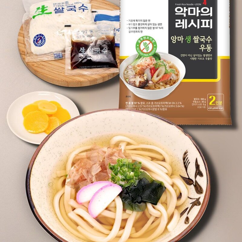 글루텐프리 생 쌀국수 쌀 짜장면 우동 잔치국수 바지락칼국수 2인분, 쌀우동, 384g, 1개