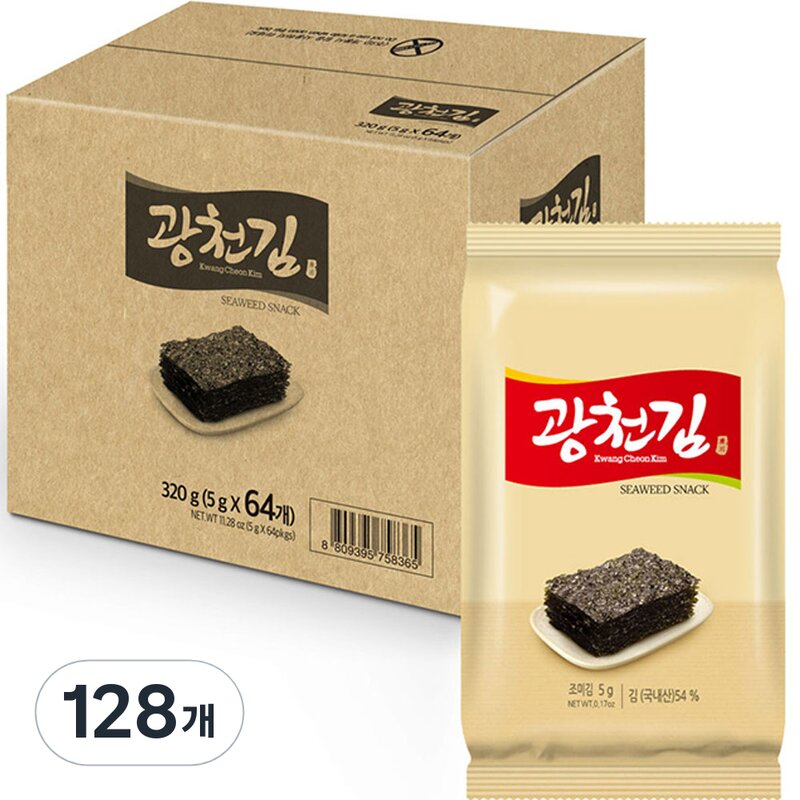 광천김 도시락 김, 5g, 128개