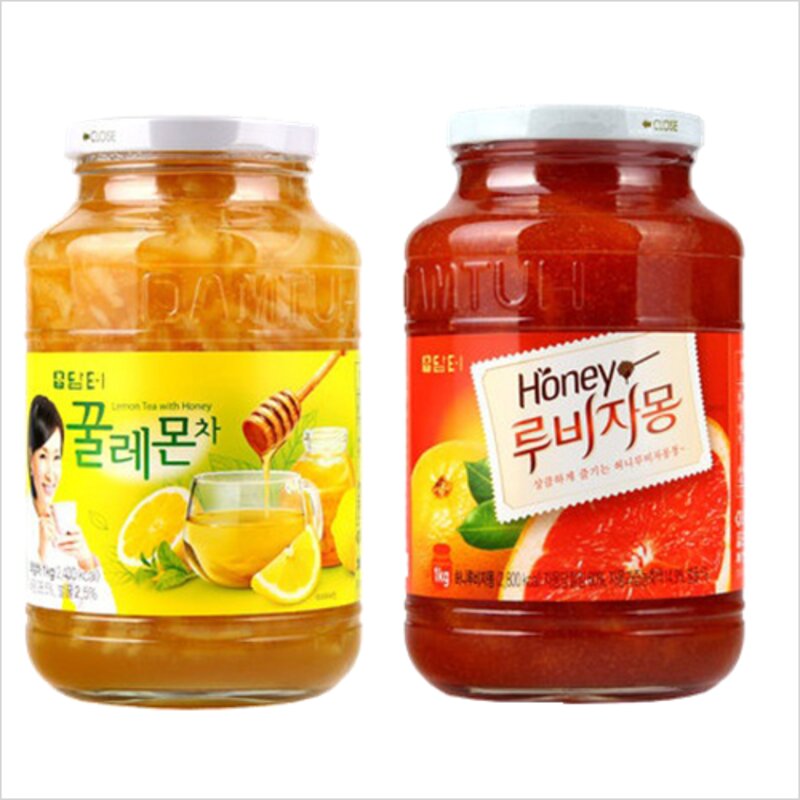 담터 꿀레몬차 1kg + 허니루비자몽 1kg (무료배송), 1개입