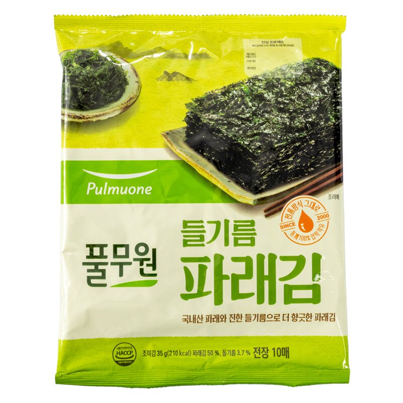 풀무원 들기름 파래김 전장 10p, 35g, 2개