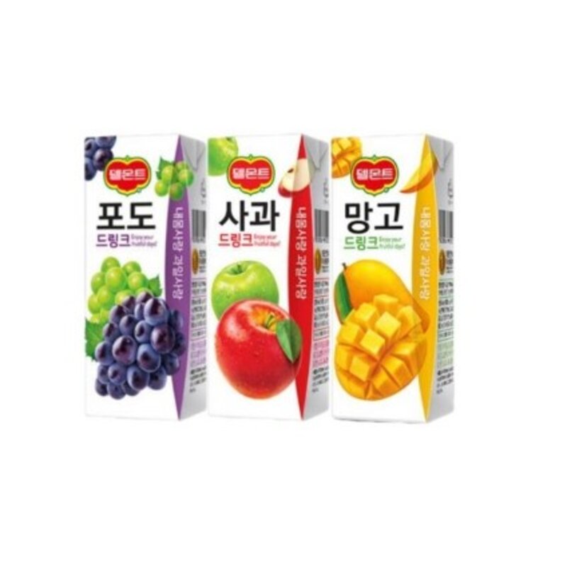 롯데 델몬트 드링크 190mlx72팩 사과 24팩+오렌지 24팩+포도 24팩, 72개, 190ml