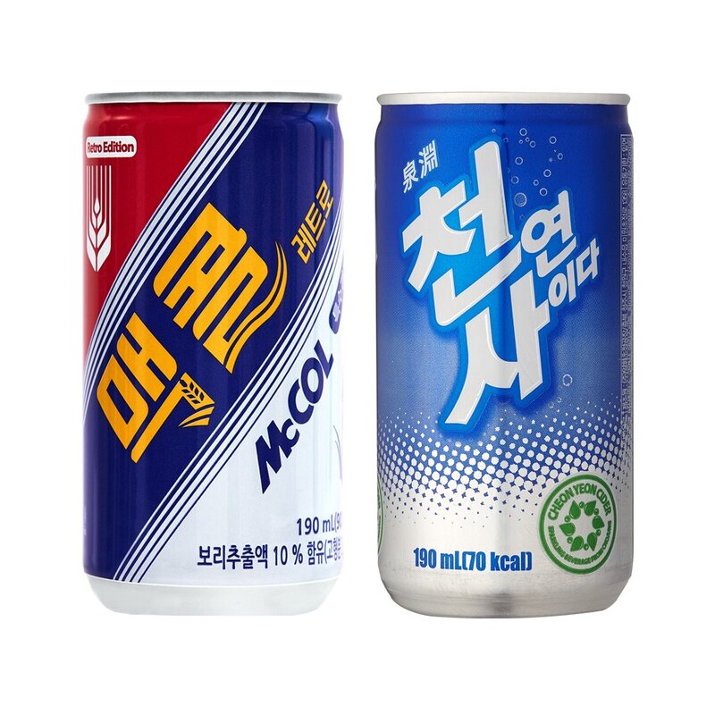 천연사이다 맥콜 190ml X 각 30캔/ 총 60캔, 60개