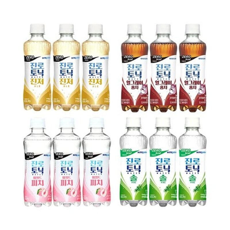 너만아는과자점 하이트진로 토닉워터 300ml 진저에일 3개+얼그레이홍차3개+피치3개+솔3개