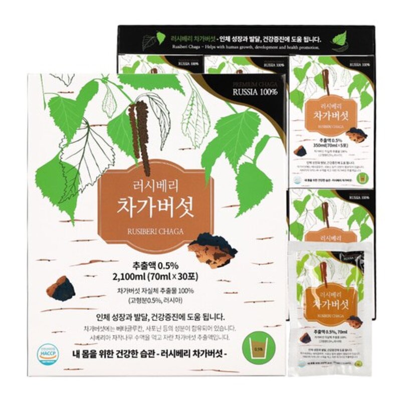 NAB 러시베리 차가버섯 70ml x 30포, 2.1L, 1개