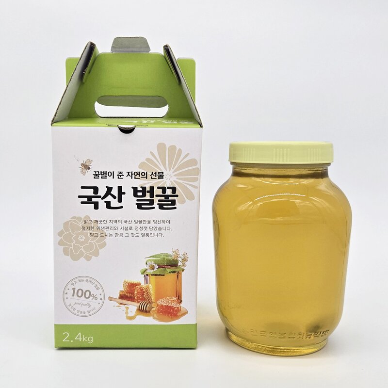 국내산 100% 가정용벌꿀 단미벌꿀 선물용 답례품, 1개, 2.4kg