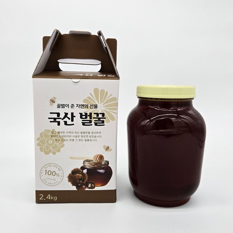 국내산 100% 가정용벌꿀 보늬벌꿀 선물용 답례품, 1개, 2.4kg