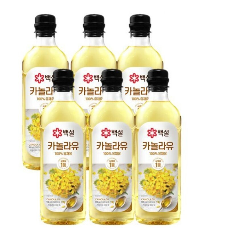 백설 카놀라유, 900ml, 6개