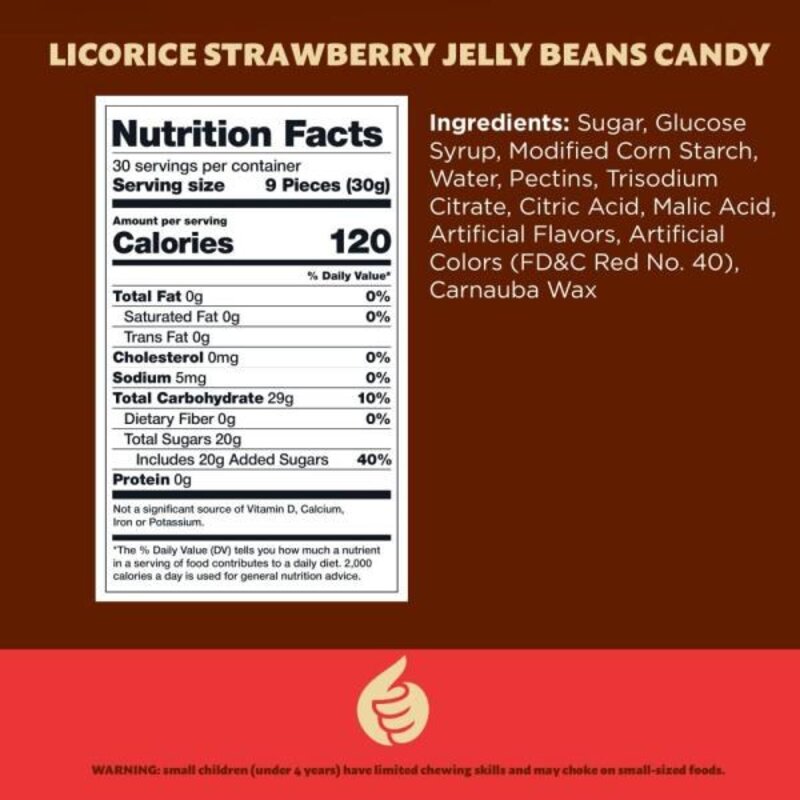 Strawberry Licorice Jelly Beans Candy Classic Treat 2-Pound Pack