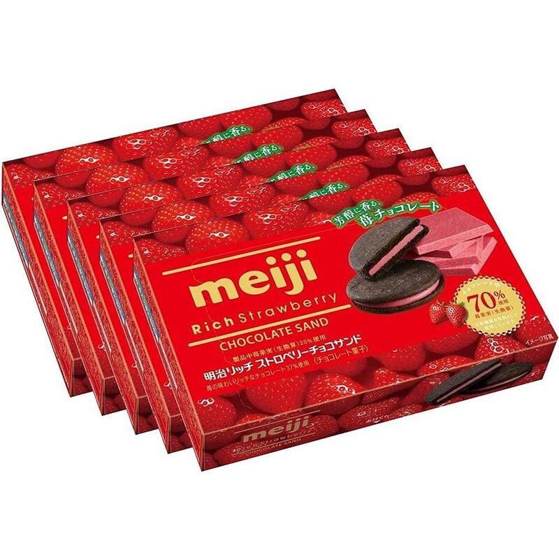 Meiji (cookies) 일본직구 메이지 리치 딸기 초콜릿 샌드 6x5박스, 사이즈