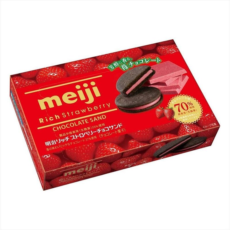 Meiji (cookies) 일본직구 메이지 리치 딸기 초콜릿 샌드 6x5박스, 사이즈