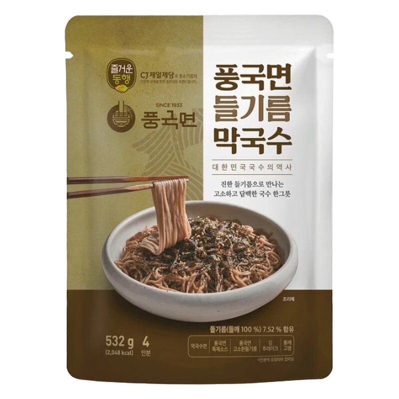 CJ제일제당 즐거운동행 풍국면 들기름막국수, 532g, 1개