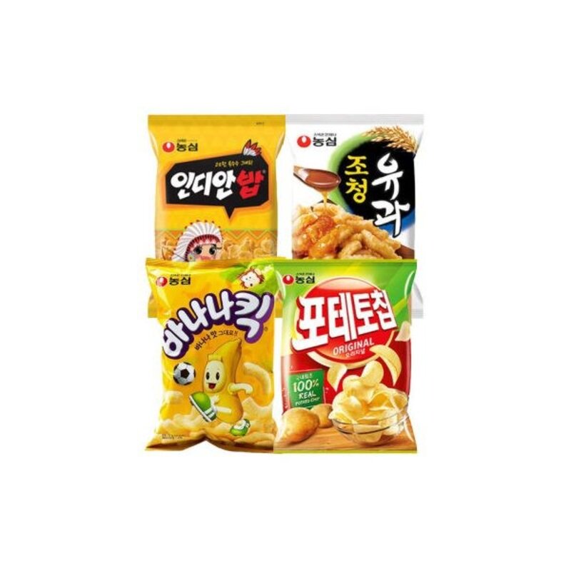 인디안밥 4봉 조청유과 4봉 바나나킥 4봉 포테토칩 4봉