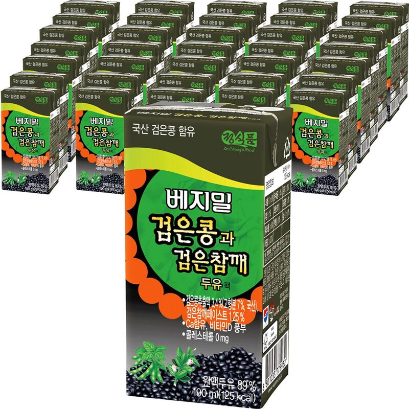 베지밀 검은콩과 검은참깨 두유, 190ml, 32개