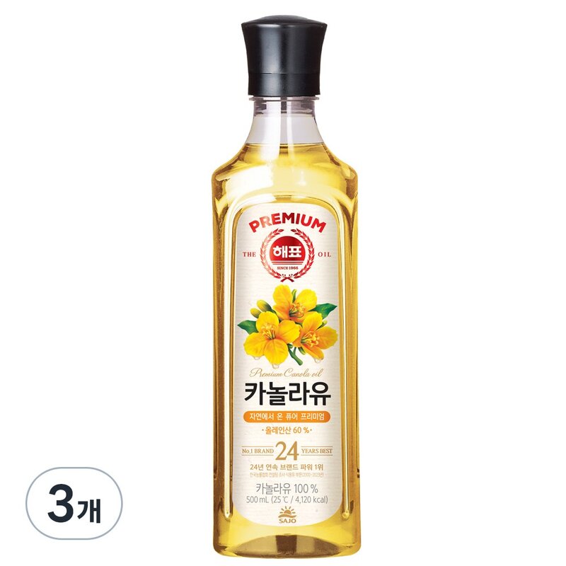 해표 카놀라유, 500ml, 3개