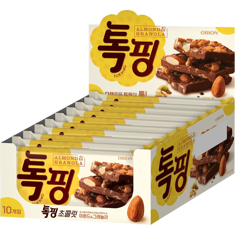 오리온 톡핑 초콜릿 아몬드 & 그래놀라, 43g, 6개