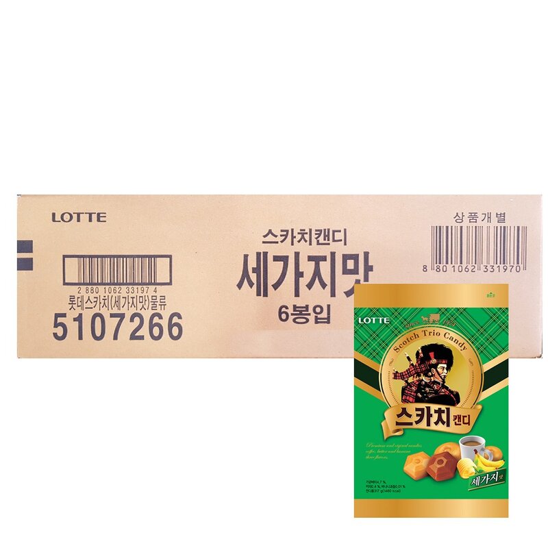 롯데웰푸드 스카치 세가지맛 캔디, 317g, 3개