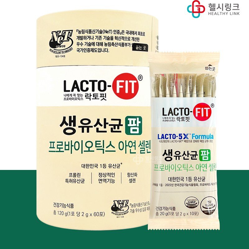 종근당 락토핏 생유산균팜 프로바이오틱스 유산균 아연 셀렌, 120g, 1개