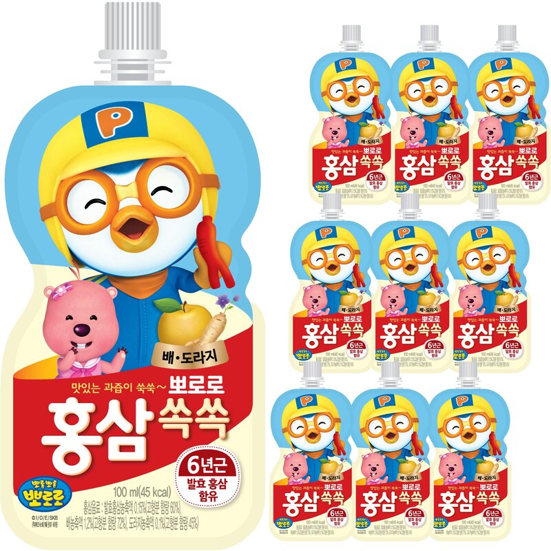 팔도 뽀로로 홍삼쏙쏙 배도라지, 100ml, 20개