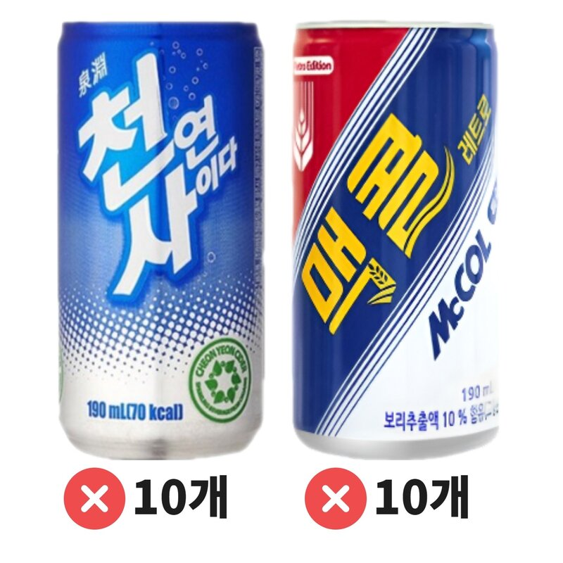 [오늘쇼핑]천연사이다 190ml 10캔+맥콜 190ml 10캔 / 총 20캔, 20개