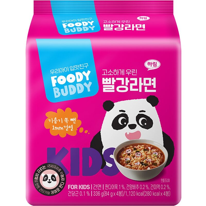 푸디버디 빨강라면, 소고기맛, 84g, 4개