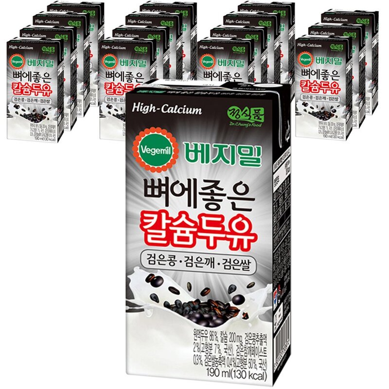 베지밀 뼈에좋은 칼슘두유 검은콩 깨 쌀, 190ml, 32개