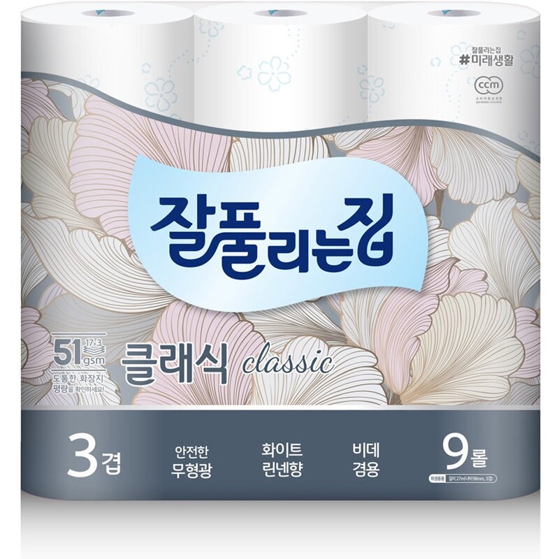 잘풀리는집 3겹 클래식 고급롤화장지, 27m, 12개입, 1개