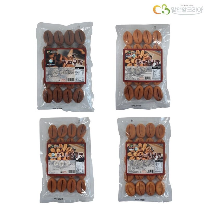 콩빵 커피20개입+플레인20개입+바나나20개입+슈크림20개입, 1세트, 720g